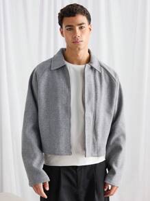 SWAVVY Áo khoác dài tay cổ ve ve pha cashmere dáng rộng cho nam, thích hợp cho mùa thu đông đi chơi, áo khoác xám nhạt ấm áp, quà tặng cho bạn bè, chồng, bạn trai - Màu xám đen - Xem 1