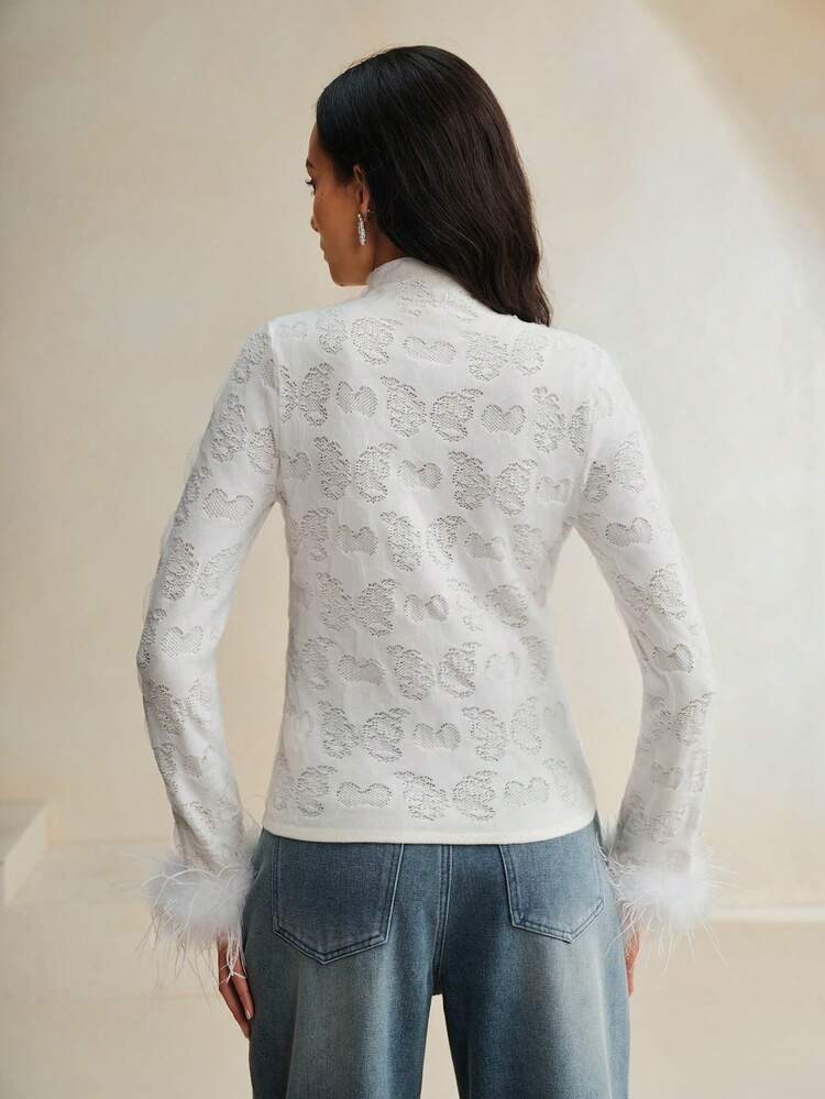 Elegant Christmas Butterfly Jacquard Turtleneck Women Decor Sweater, Knit Pullover Fall Winter