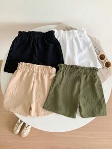 SHEIN Young Girl Solid Color Simple Versatile Shorts Set Of Four