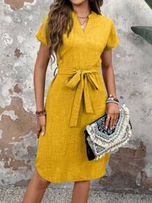 EMERY ROSE Women'S A-Line Waist Belted Dress Casual Dress Summer