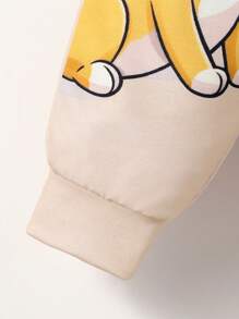 男婴小狗图案厚圆领连帽衫和裤子 2 件/套，休闲适合居家聚会和派对