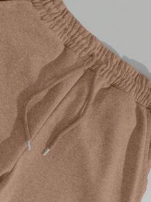 RueChic Men's Striped Drawstring Waist Pocket Loose Casual Sweatpants - Camel - View 4