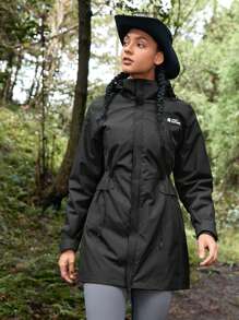 In My Nature 1pc Women Solid Color Drawstring Hooded Jacket With Pockets, Outdoor Sports Usewinter Women Tops Keep Warm - Black - View 11