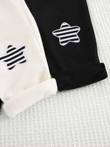 Cozy Pixies 2pcs Baby Boys Color Block Star Print Elastic Waist Thermal Lined Pants Set - Multicolor - View 4