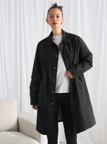 Manfinity VCAY Men's Loose Fit Quilted Long Casual Jacket, Suitable For Autumn & Winter - Black - View 2