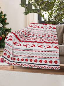 1 szt. flanelowy koc, pościel, koc z motywem świątecznym, gruby, miękki i przyjazny dla skóry materiał na sofę, koc do drzemki w biurze, koc do dekoracji pokoju, wielofunkcyjny koc podróżny na kemping, odpowiedni do salonu, sypialni, na powrót do szkoły, prezent świąteczny - Wielokolorowe - Zobacz 11