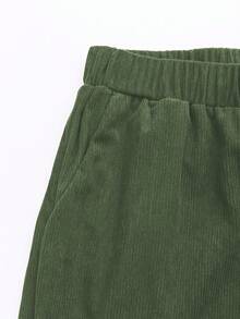 Women's Solid Color With Pockets Straight Leg Casual Pants - Army Green - View 4