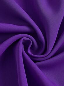 SHEIN LUNE Women's Solid Color Round Neck Ruffle Trim Elegant Long Sleeve Jumpsuit - Purple - View 6