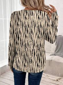 EMERY ROSE Áo thun tay dài cổ tròn họa tiết trừu tượng thường ngày dành cho nữ, phù hợp mặc công sở, mùa thu/đông - Nhiều màu - Xem 2