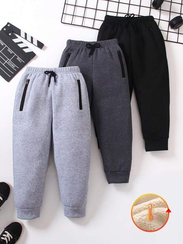 SHEIN 3pcs Pack Young Boy Casual Simple Sports Comfortable Sweatpants, Ideal For Getaway, Holiday, Travel, Relax, Sunbathing, Summer