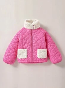 Tween Girl Designer Original Winter High-End Exquisite Lady Sweet Elegant Charming Lady Gentle Magnificent Princess Warm Collar Versatile Warm Padded Coat - Pink - View 1