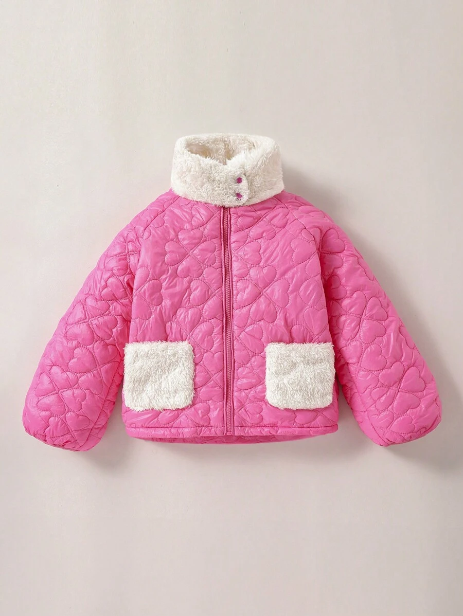 Tween Girl Designer Original Winter High-End Exquisite Lady Sweet Elegant Charming Lady Gentle Magnificent Princess Warm Collar Versatile Warm Padded Coat - Pink - View 1