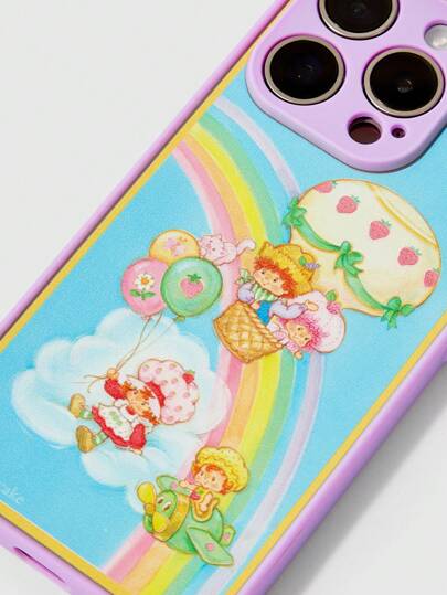 1pc Strawberry Shortcake & Rainbow Print Phone Case, Compatible With IPhone 11 12 13 14 15 Pro Max