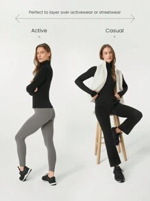 GLOWMODE 美利奴羊毛修身高领长袖 T 恤 - 黑色 - 查看 3