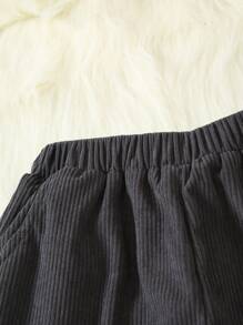 SHEIN 1 件 Tween Boy 保暖内衬休闲裤，适合秋冬季 - 黑色 - 查看 3