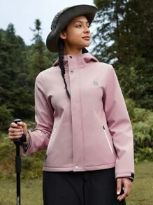 In My Nature 女士纯色连帽抽绳口袋拉链休闲长袖户外轻便夹克