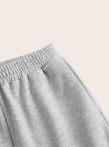 SHEIN EZwear 2枚 レディース カジュアル 無地 ワイドレッグ スウェットパンツ - グレー - チェックする 4