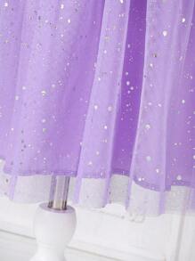 SHEIN Vestido bonito y encantador de princesa Frozen para niñas pequeñas - Morado - Ver 5