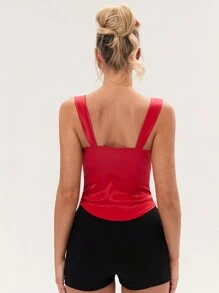 Glamine Women's Solid Color Wide Strap Minimalist Satin Camisole, Casual Everyday Wear Christmas Elegant  Prom Bodycon Tanks
