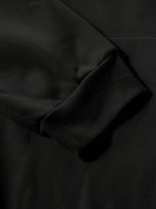 Manfinity Homme 2 件套男士秋季字母印花连帽运动衫和抽绳运动裤休闲装 - 黑色 - 查看 6