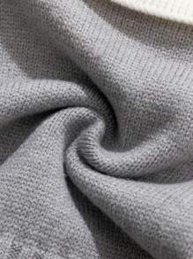 Baby Girl Cable Knit Pleated Sweater Dress, For Winter - Light Grey - View 3