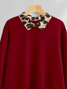 INAWLY Women's Autumn Loose Casual Leopard Print Patchwork Sweatshirt Pullover Fall Outfit