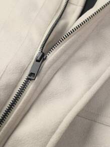 Manfinity Homme Men's Winter Contrast Color Collar Zipper Front Loose Jacket - Khaki - View 3