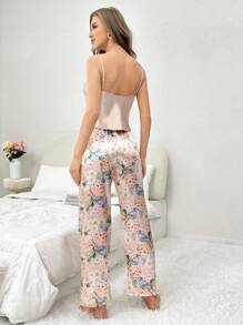 CottageSlumber CottageSlumber Floral Print Satin PJ Set / Pajama Set