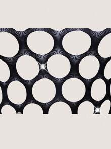 SHEIN Unity 1pc Black Sexy Full Body Hollow Out Random Crystal Mesh Blouse - Black - View 3