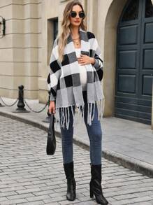 SHEIN Maternity Knit Sweater For Autumn And Winter - Black and White - View 4