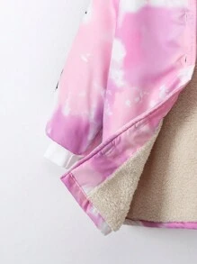 女童潮流别致街头涂鸦时尚可爱英文字体毛绒保暖夹克秋冬季 - 粉色 - 查看 5
