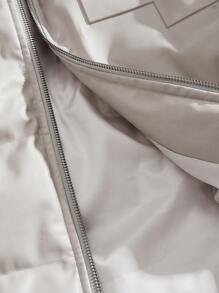 Manfinity VCAY Men's Casual Letter Embossed Stand Collar Zip-Up Padded Coat, For Fall Winter - Apricot - View 7