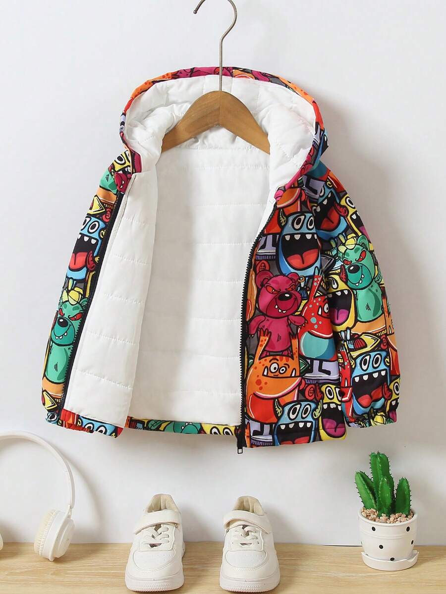SHEIN Áo khoác dài tay in họa tiết có mũ trùm đầu cho bé trai - Màu vàng - Xem 1