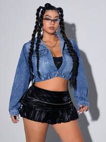 Jeanoix 大码女式破洞牛仔长袖短款连帽休闲夹克，适合秋季