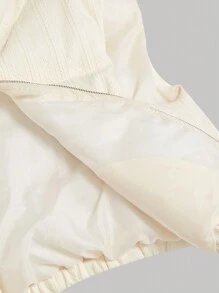SHEIN MOD 女士米色提花绗缝加垫背心、秋冬女士外套、新年前夜、保暖、学院风、仙女风 - 米色 - 查看 6