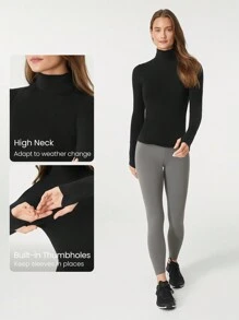 GLOWMODE 美利奴羊毛修身高领长袖 T 恤 - 黑色 - 查看 4