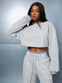 SUMWON WOMEN Quần Jogger Ống Rộng Có Dây Rút - Xám - Xem 3