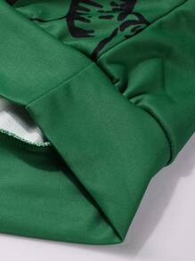 ROMWE MEN Street Life Men's Casual Virgin Mary Printed Hoodie, Autumn - Green - View 5