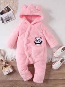 Pijama de forro polar lindo y cálido para bebés y niñas pequeñas en otoño/invierno - Rosa - Ver 1