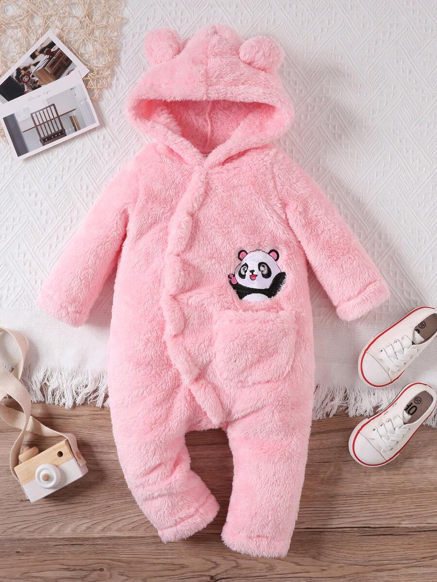 Pijama de forro polar lindo y cálido para bebés y niñas pequeñas en otoño/invierno - Rosa - Ver 1