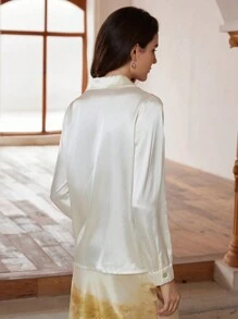 SHEIN Privé Áo cánh dài tay rộng rãi thêu phong cách cung điện cổ điển thanh lịch - Màu be - Xem 6