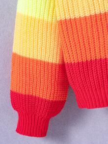 SHEIN 女童彩虹开衫针织毛衣，秋冬儿童针织上衣 - 彩色 - 查看 4