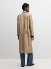 BizChic Women's Khaki Long Casual Commuter Trench Coat, Long Sleeve, Leather Coat, Suitable For Thanksgiving, Christmas, - Khaki - View 6