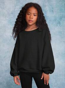 Leap Crew Leap Crew 女童宽松纹理圆领长袖运动衫