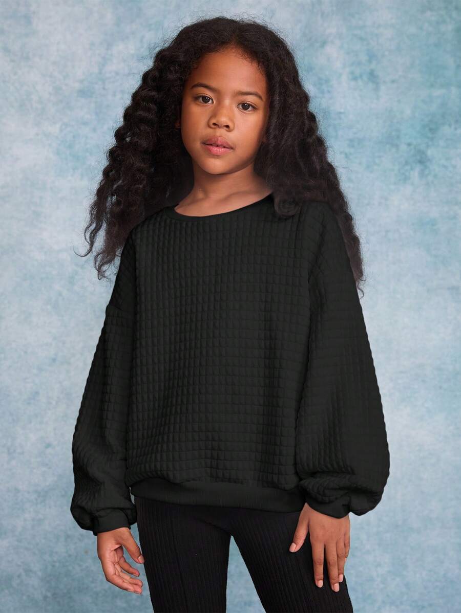 Leap Crew Leap Crew 女童宽松纹理圆领长袖运动衫