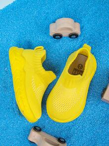 Giày thể thao cổ thấp màu trơn Dopamine thời trang & mát mẻ cho bé gái mùa thu/đông, nhẹ, thoáng khí, mềm mại và thoải mái, phù hợp để mặc hàng ngày, giày thường ngày nhẹ, thoáng khí, mềm mại và thoải mái - Màu vàng - Xem 4