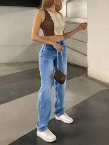 Quần Jeans Ống Thẳng Ôm Vừa - Rửa tối - Xem 4