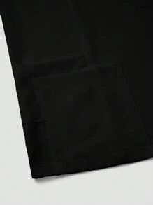 PopScrub Women's Solid Color V-Neck Short Sleeve Pocket Casual Nursing Uniform Scrub Top - Black - View 4