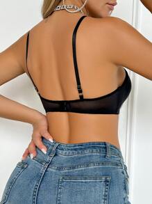 1pc Women Plain Fashion Wirefree Bra Set - Black - View 2