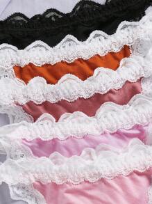 Snug Zone Women Contrast Lace Contrast Color Sexy G-String , 5 Pcs - Multicolor - View 3